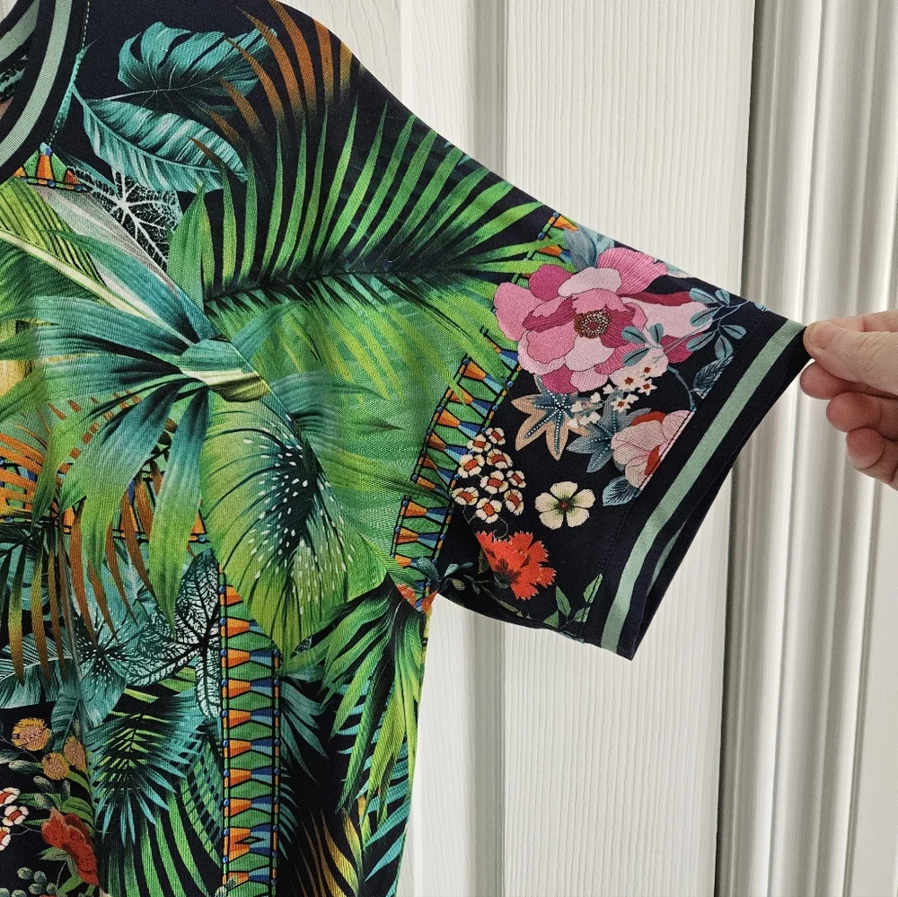 NWT Johnny Was Janie Favorite Knit Tiger Print Short Sleeve Top - Picture 4 of 10